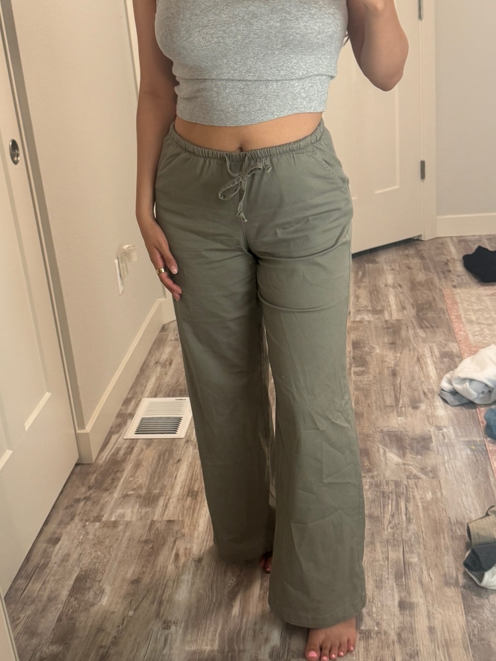 Rewash Olive Green Wide Leg Pants XS